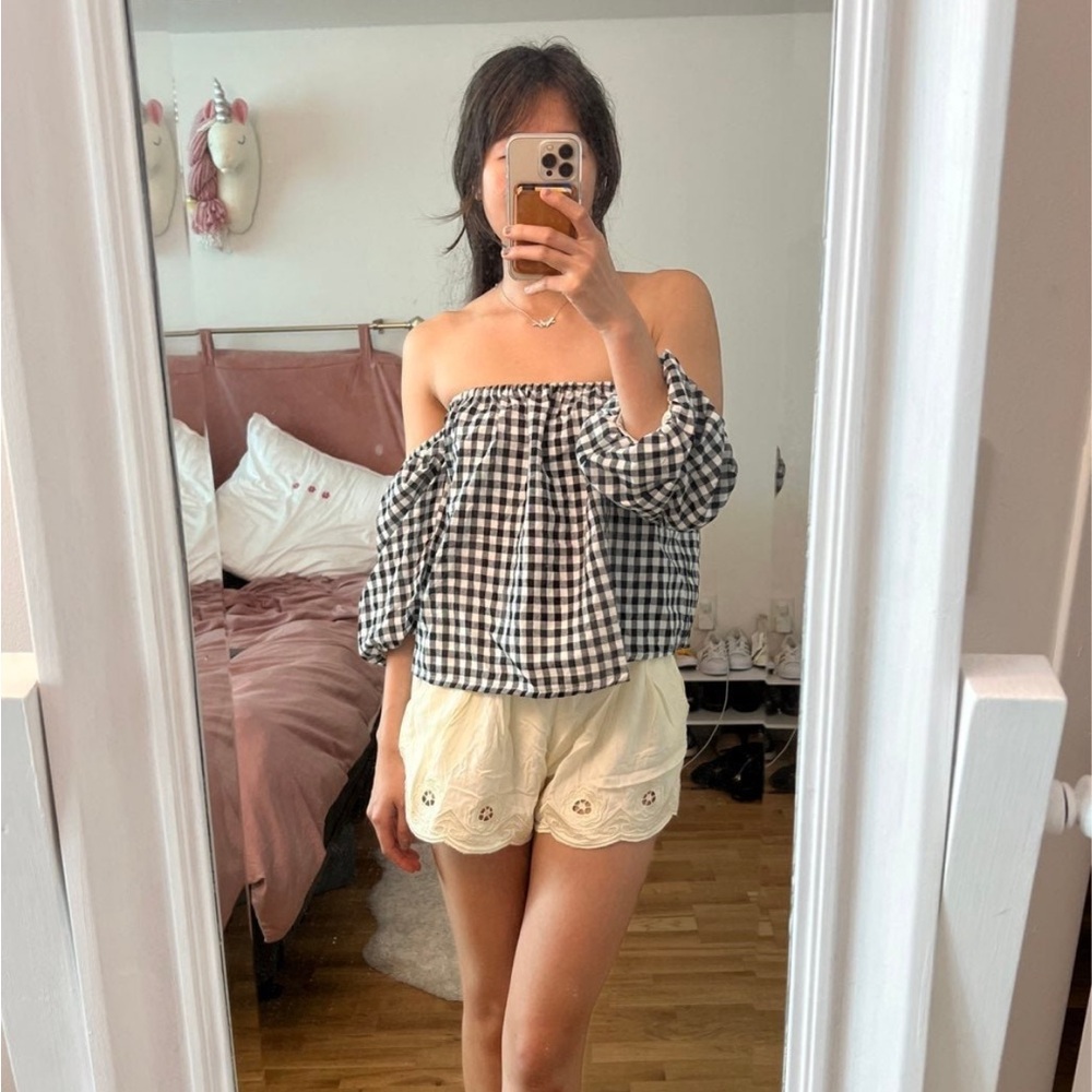 NWT LF off the shoulder checkered top